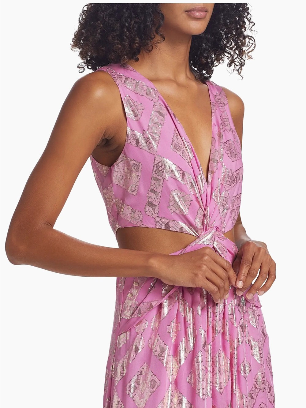 Ramy Brook Irene Metallic Floor-Length Gown in pink orchid - Picture 6 of 8